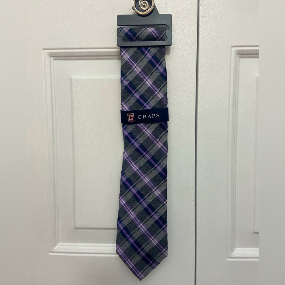 Chaps, Purple and Gray Plaid Tie